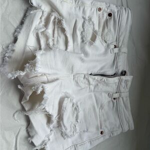American Eagle white Distressed Women Shorts